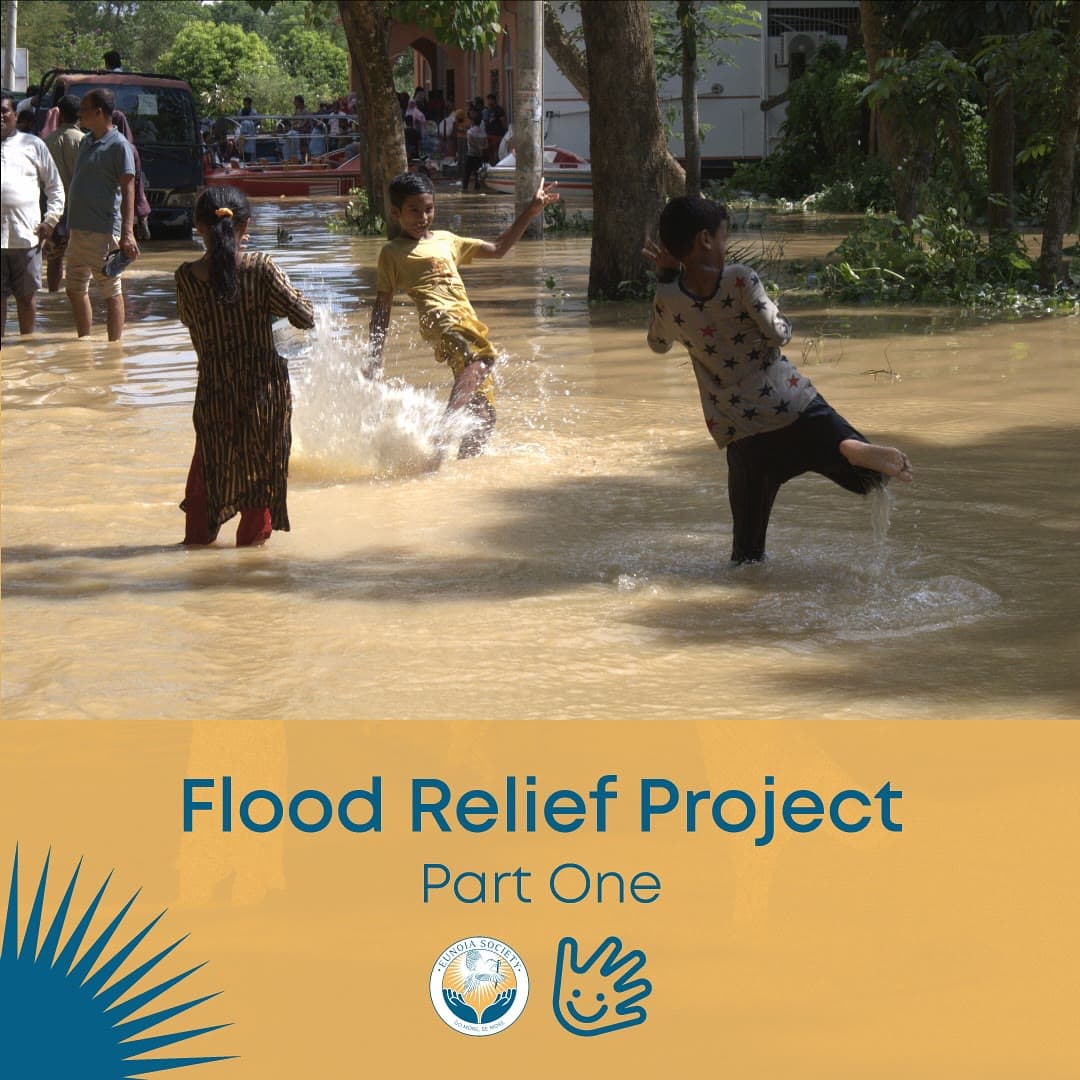 Floodwater in a community reached by the 2024 relief project